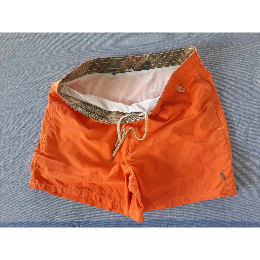 Polo Ralph Lauren Mens Orange Swim Trunks Board Shorts Pony Logo Medium